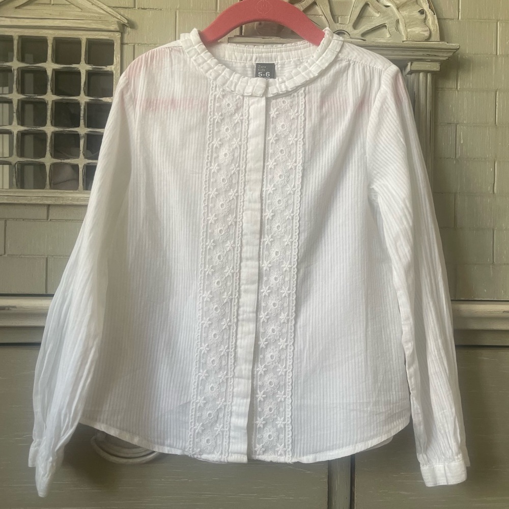 Zara Girl’s White Blouse with Lace Detail